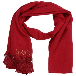 Designer Cotton Plain Women's Stole - Ruby Red